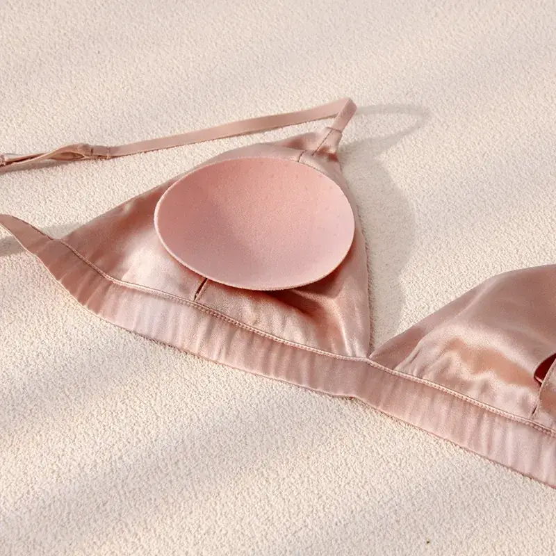 Silk Underwear Thin Strap Mulberry Silk French No Steel Ring Triangle Cup Small Chest