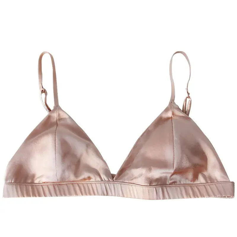 Silk Underwear Thin Strap Mulberry Silk French No Steel Ring Triangle Cup Small Chest