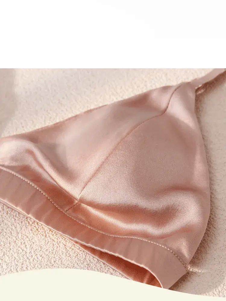 Silk Underwear Thin Strap Mulberry Silk French No Steel Ring Triangle Cup Small Chest — feature 19