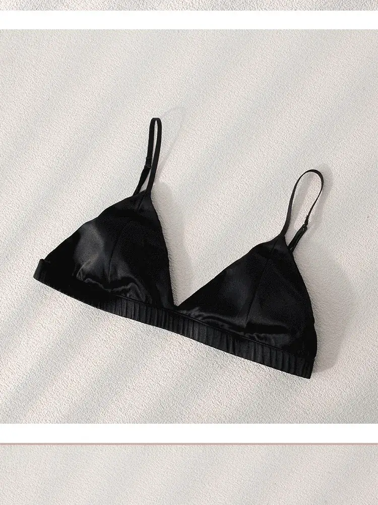 Silk Underwear Thin Strap Mulberry Silk French No Steel Ring Triangle Cup Small Chest — feature 29