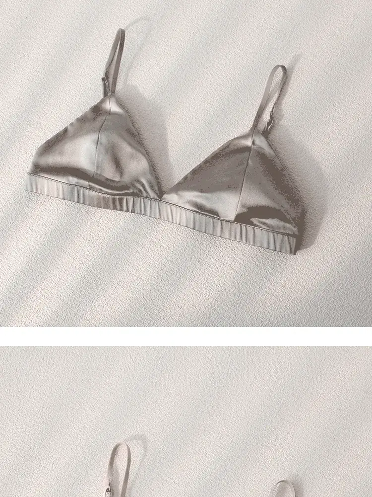 Silk Underwear Thin Strap Mulberry Silk French No Steel Ring Triangle Cup Small Chest — feature 30