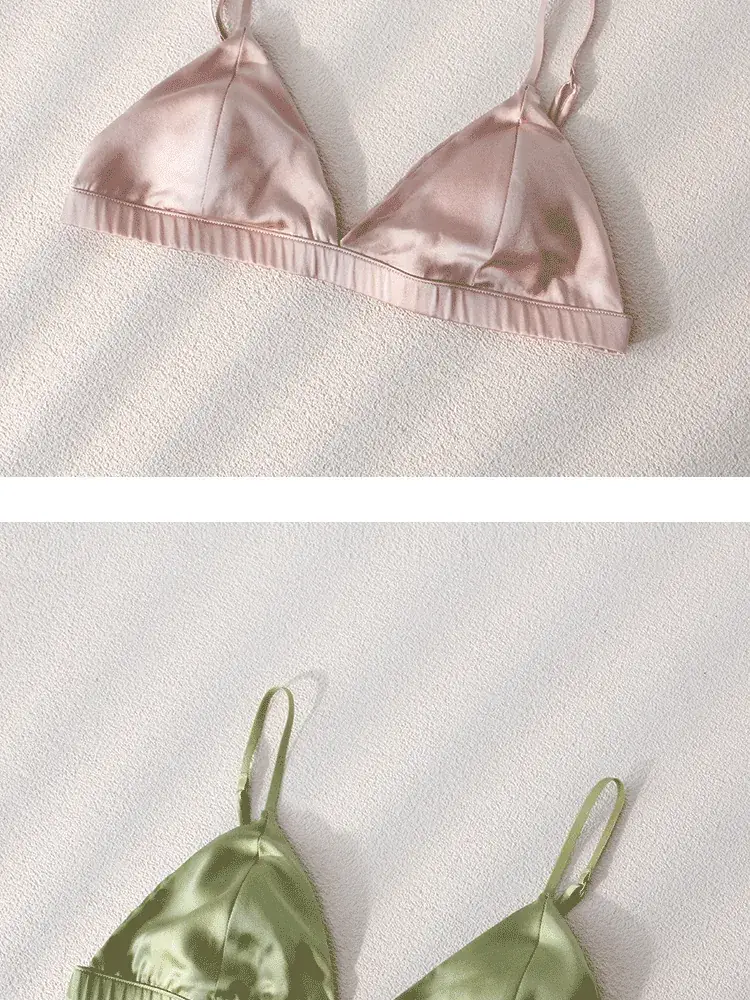 Silk Underwear Thin Strap Mulberry Silk French No Steel Ring Triangle Cup Small Chest — feature 31