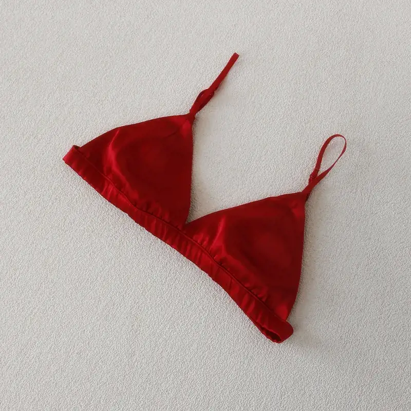 Silk Underwear Thin Strap Mulberry Silk French No Steel Ring Triangle Cup Small Chest