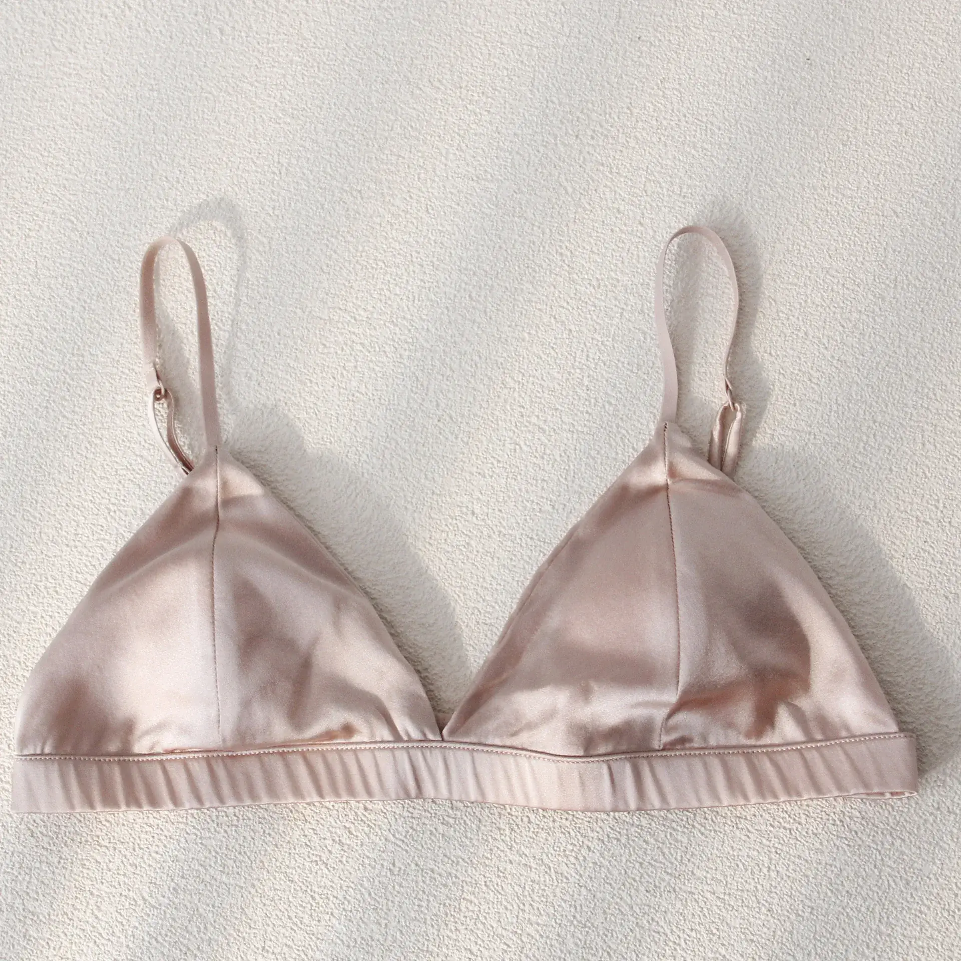 Silk Underwear Thin Strap Mulberry Silk French No Steel Ring Triangle Cup Small Chest