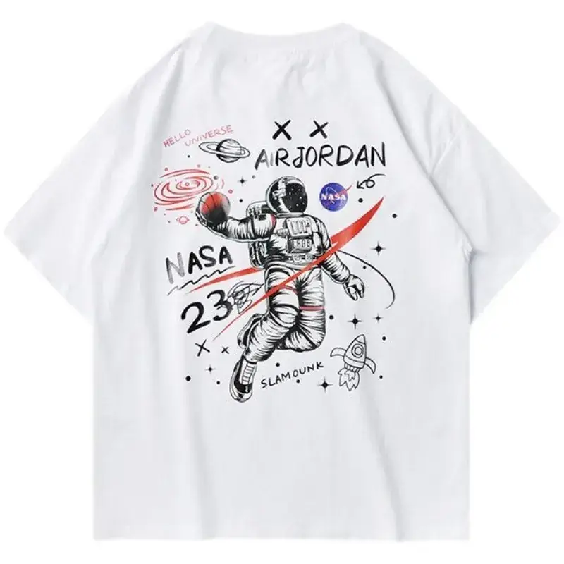 Kids NASA T-Shirt White Black Cotton Summer Wear - Image 4