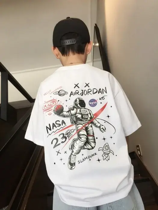 Kids NASA T-Shirt White Black Cotton Summer Wear — feature 6