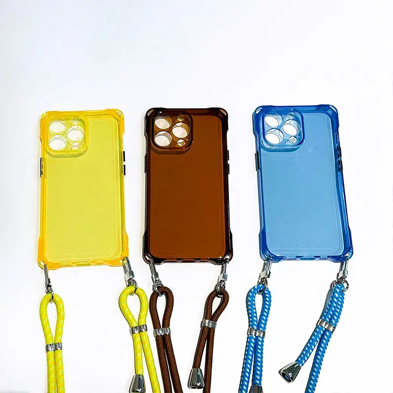 Cross-Border Apple 17Air Four-Corner Lanyard Phone Case Transparent Color 16Promax Protective Case — feature 11