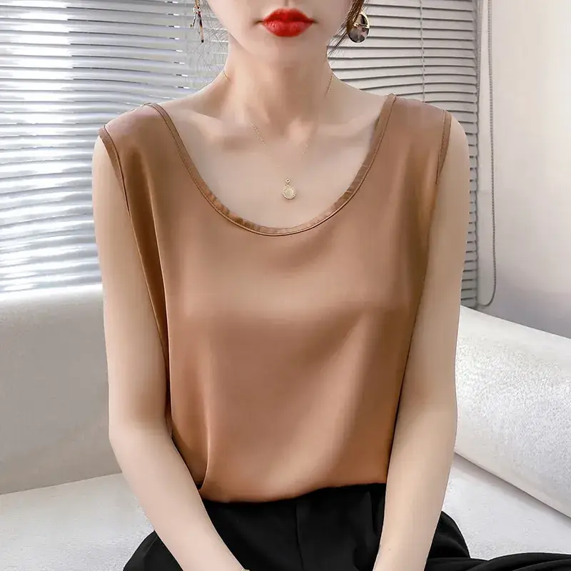Women's Olive Green Sleeveless V-Neck Top - Image 16