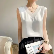 Women's Olive Green Sleeveless V-Neck Top — feature 17