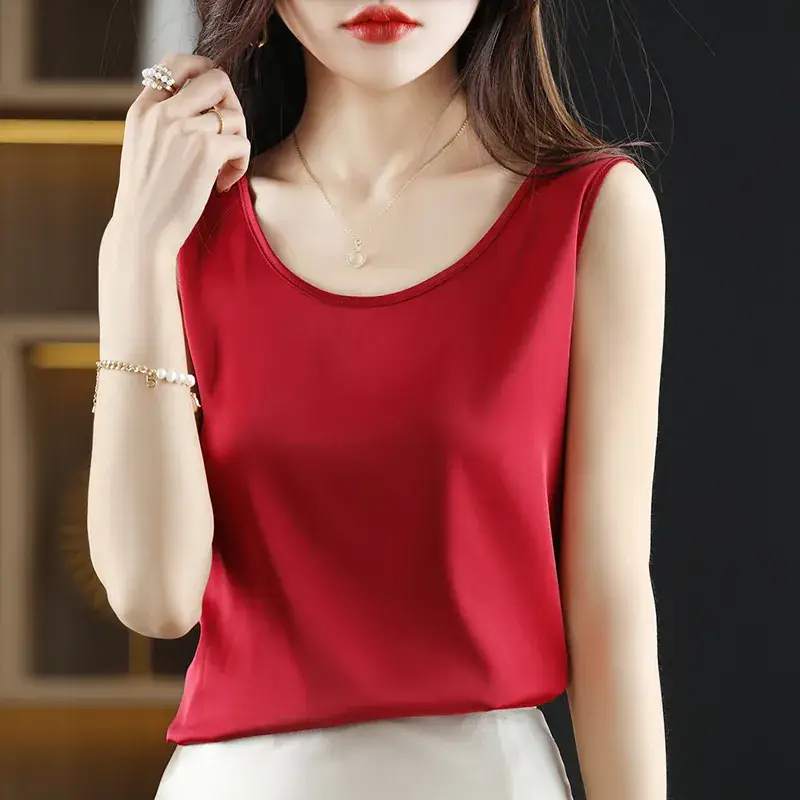 Women's Olive Green Sleeveless V-Neck Top - Image 3