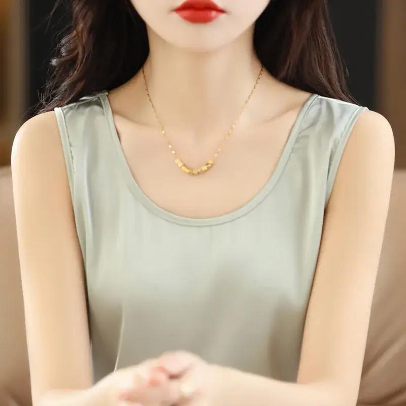 Women's Olive Green Sleeveless V-Neck Top - Image 5