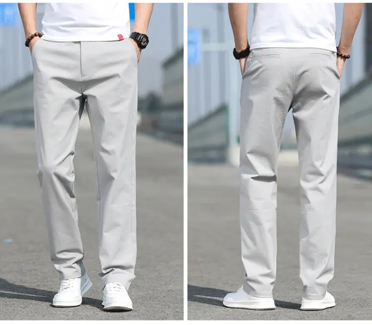 Men Slim Fit Stretch Straight Pants Black Cotton 2023 — feature 11