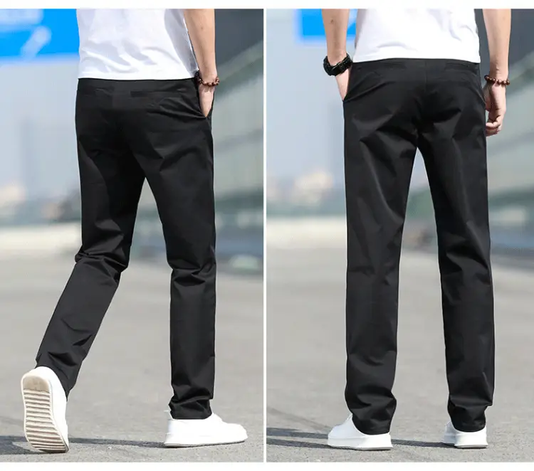 Men Slim Fit Stretch Straight Pants Black Cotton 2023 — feature 14