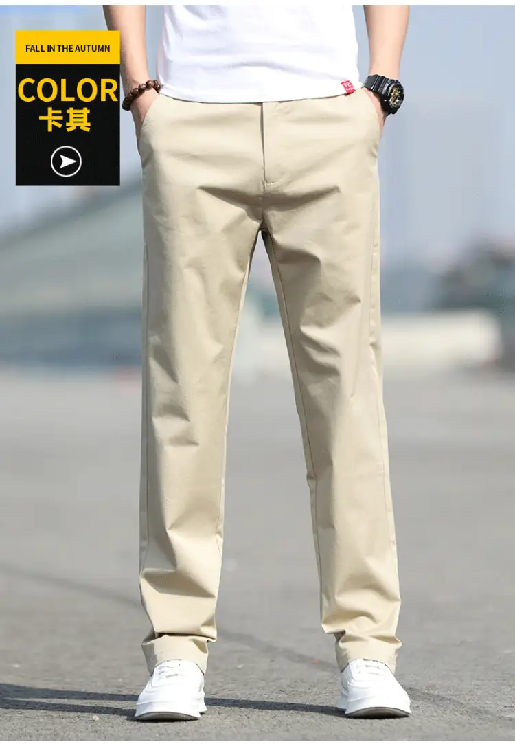 Men Slim Fit Stretch Straight Pants Black Cotton 2023 — feature 15