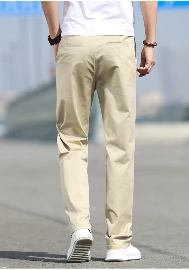 Men Slim Fit Stretch Straight Pants Black Cotton 2023 — feature 16