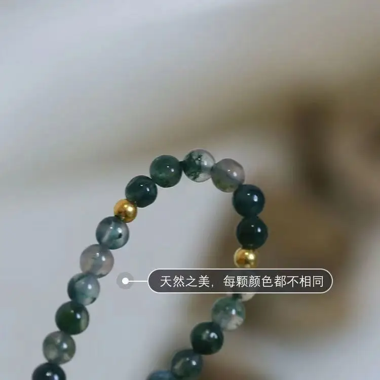 925 Silver Water Grass Agate Bracelet Women's Elegant Silver