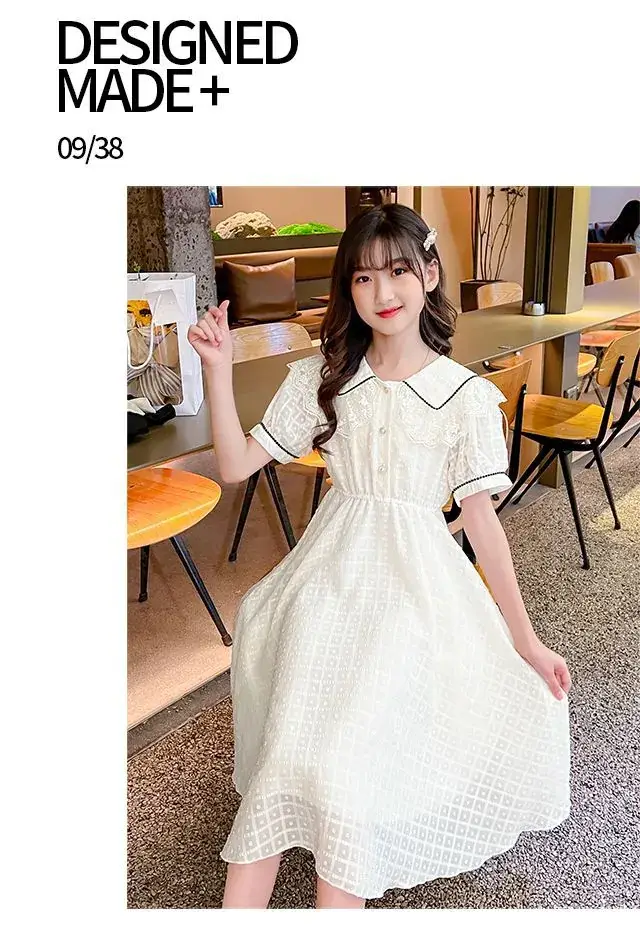 Girls Pink Grid Dress Medium Large Summer 2024 — feature 13
