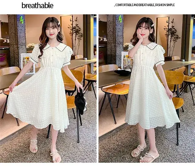 Girls Pink Grid Dress Medium Large Summer 2024 — feature 14