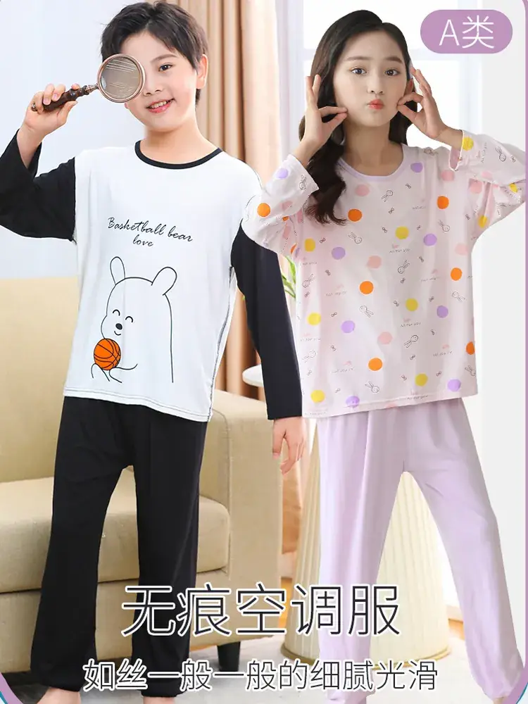 Boys Long Sleeve Sleepwear Set Blue White Large - Image 12