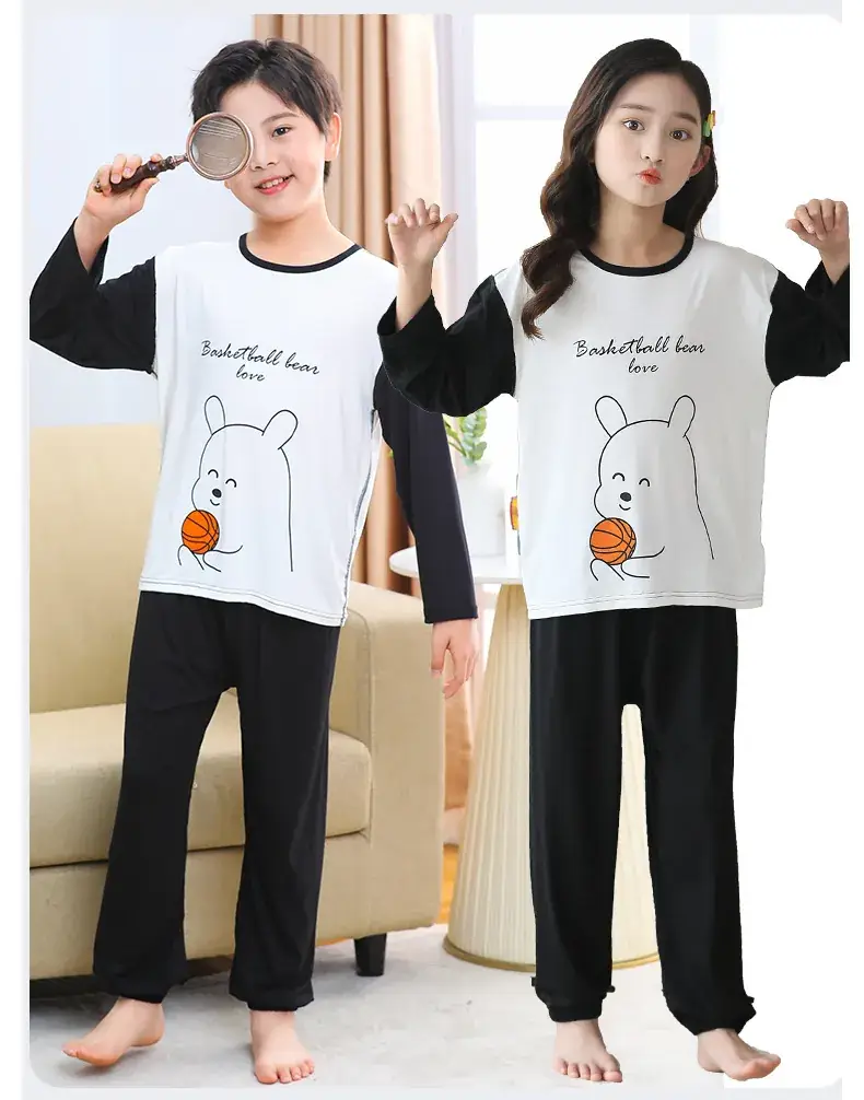 Boys Long Sleeve Sleepwear Set Blue White Large — feature 23