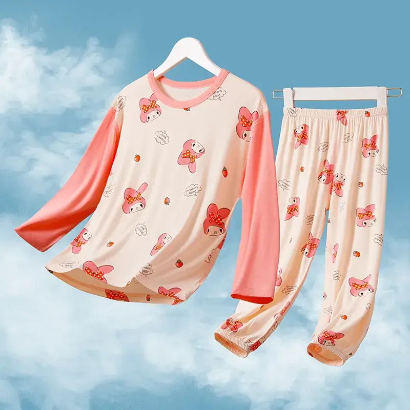 Boys Long Sleeve Sleepwear Set Blue White Large — feature 36