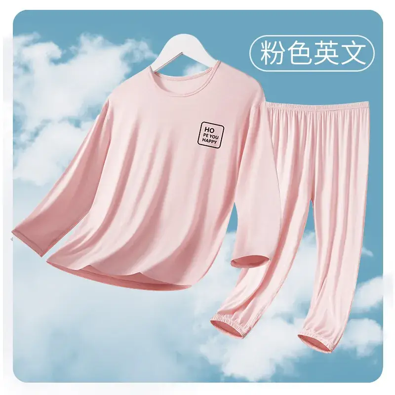 Boys Long Sleeve Sleepwear Set Blue White Large - Image 4