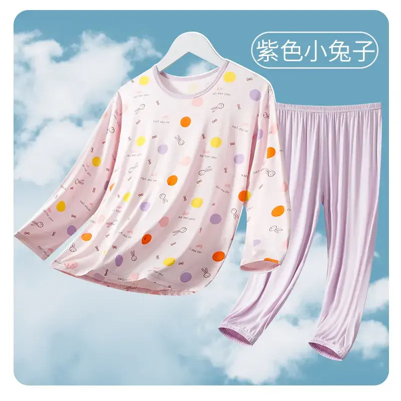 Boys Long Sleeve Sleepwear Set Blue White Large - Image 5
