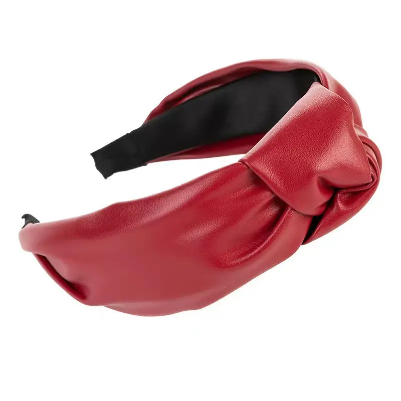 Brown Leather Cross-Border Headband for Women