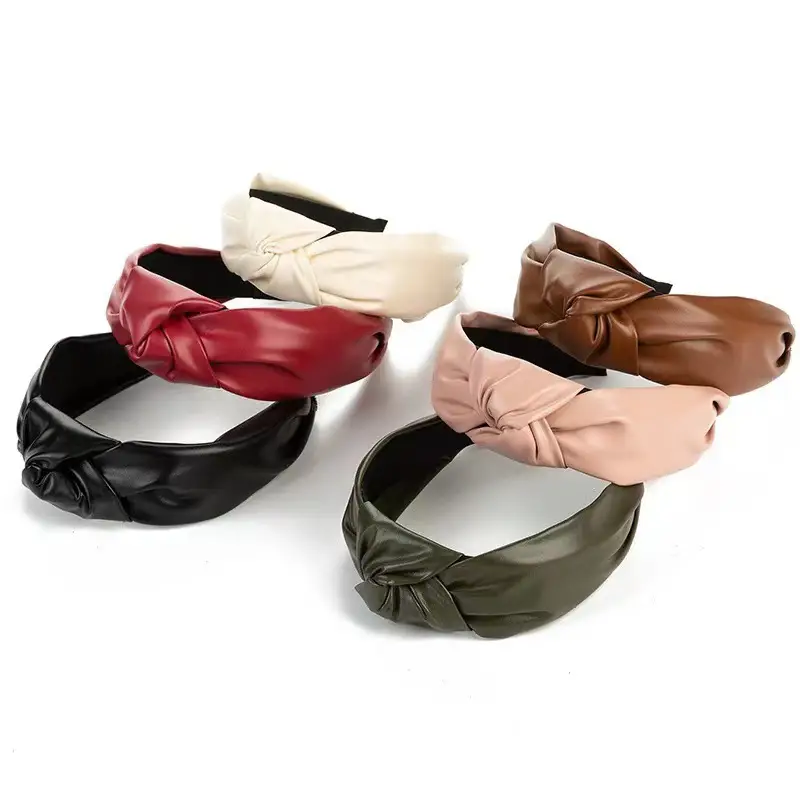 Brown Leather Cross-Border Headband for Women — feature 3