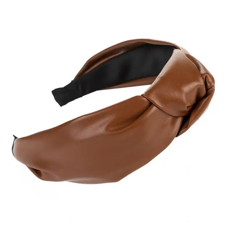 Brown Leather Cross-Border Headband for Women — feature 5