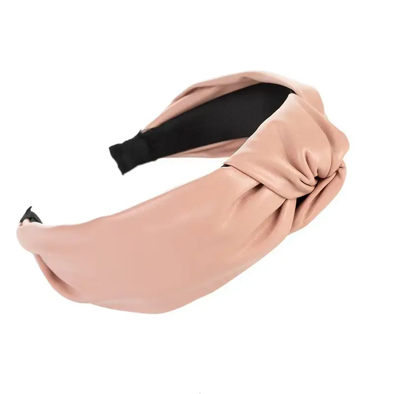 Brown Leather Cross-Border Headband for Women