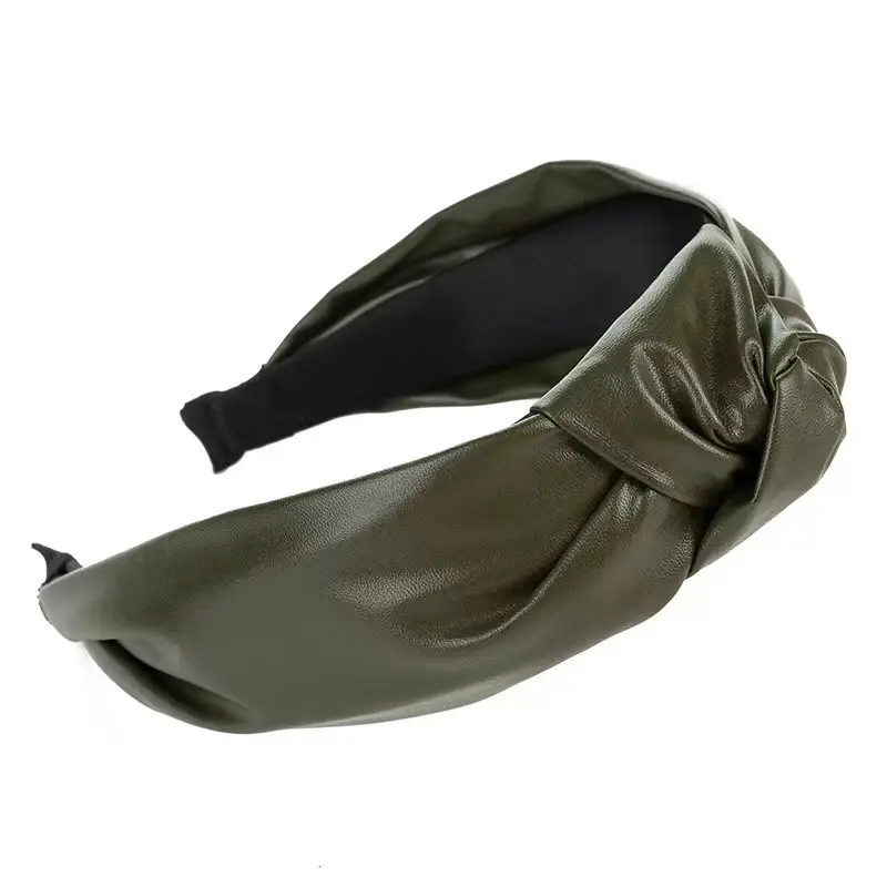 Brown Leather Cross-Border Headband for Women
