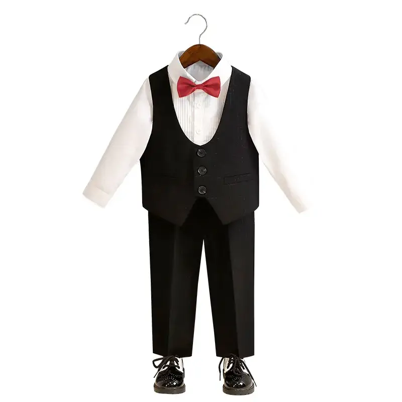Boys' White Short Sleeve Suit with Bowtie - Image 8