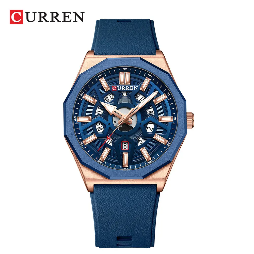 Curren Orange Strap Chronograph Couple Watch - Image 5