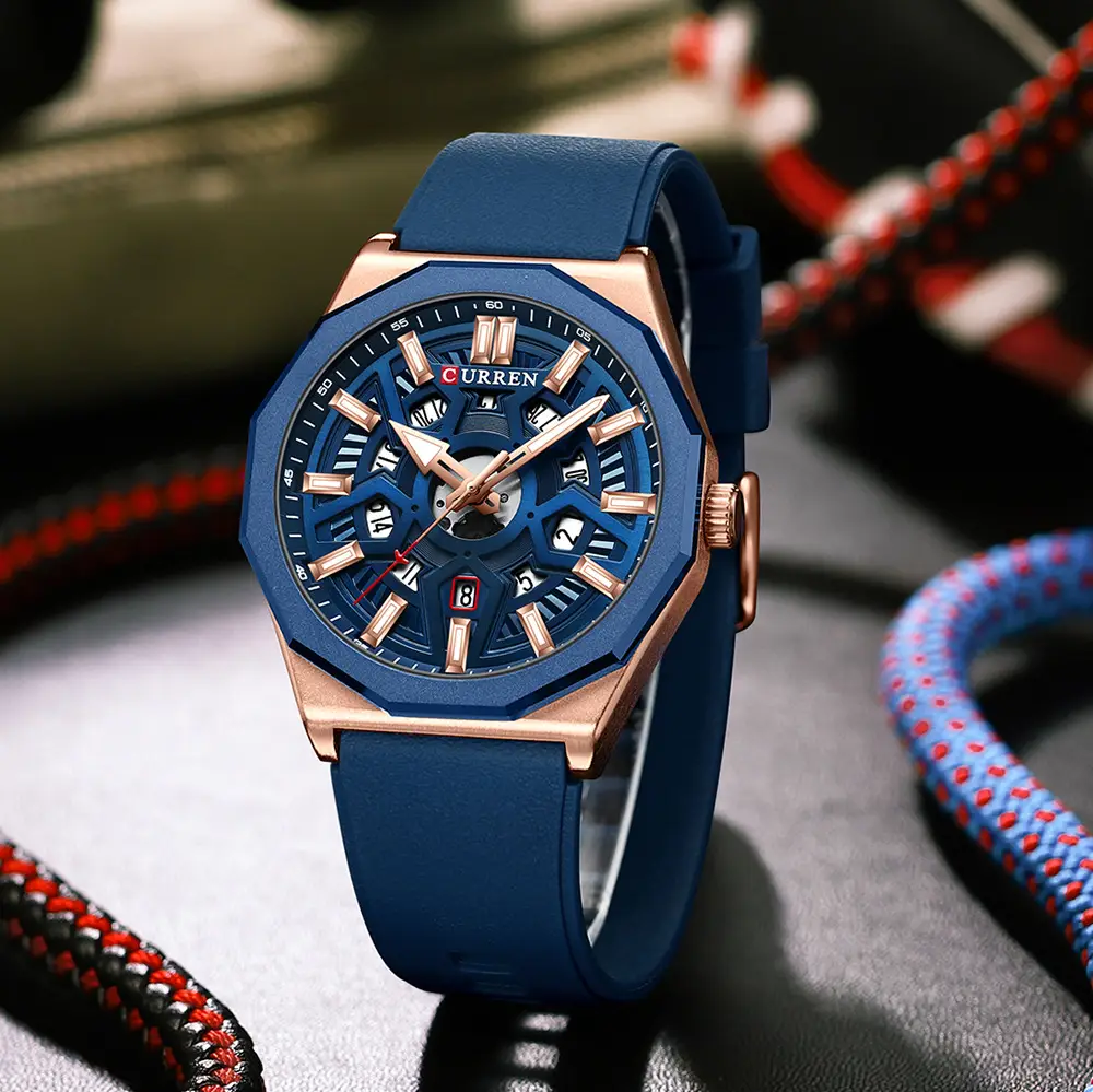 Curren Orange Strap Chronograph Couple Watch — feature 11