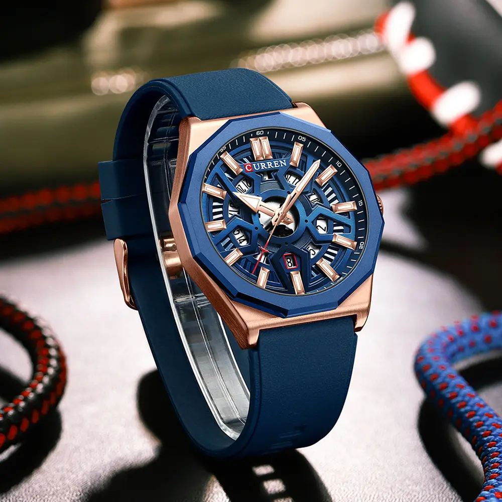Curren Orange Strap Chronograph Couple Watch — feature 12