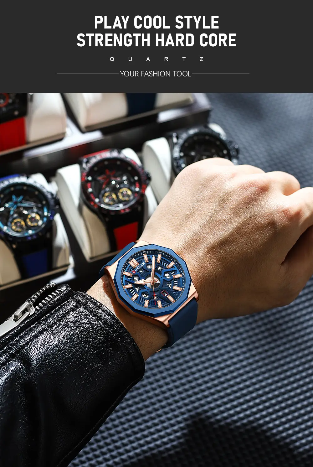 Curren Orange Strap Chronograph Couple Watch — feature 3