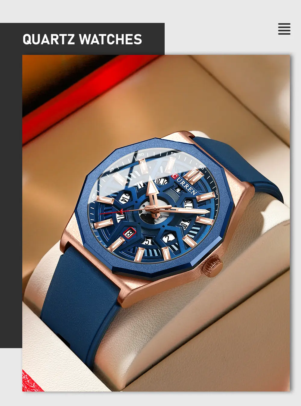 Curren Orange Strap Chronograph Couple Watch — feature 4
