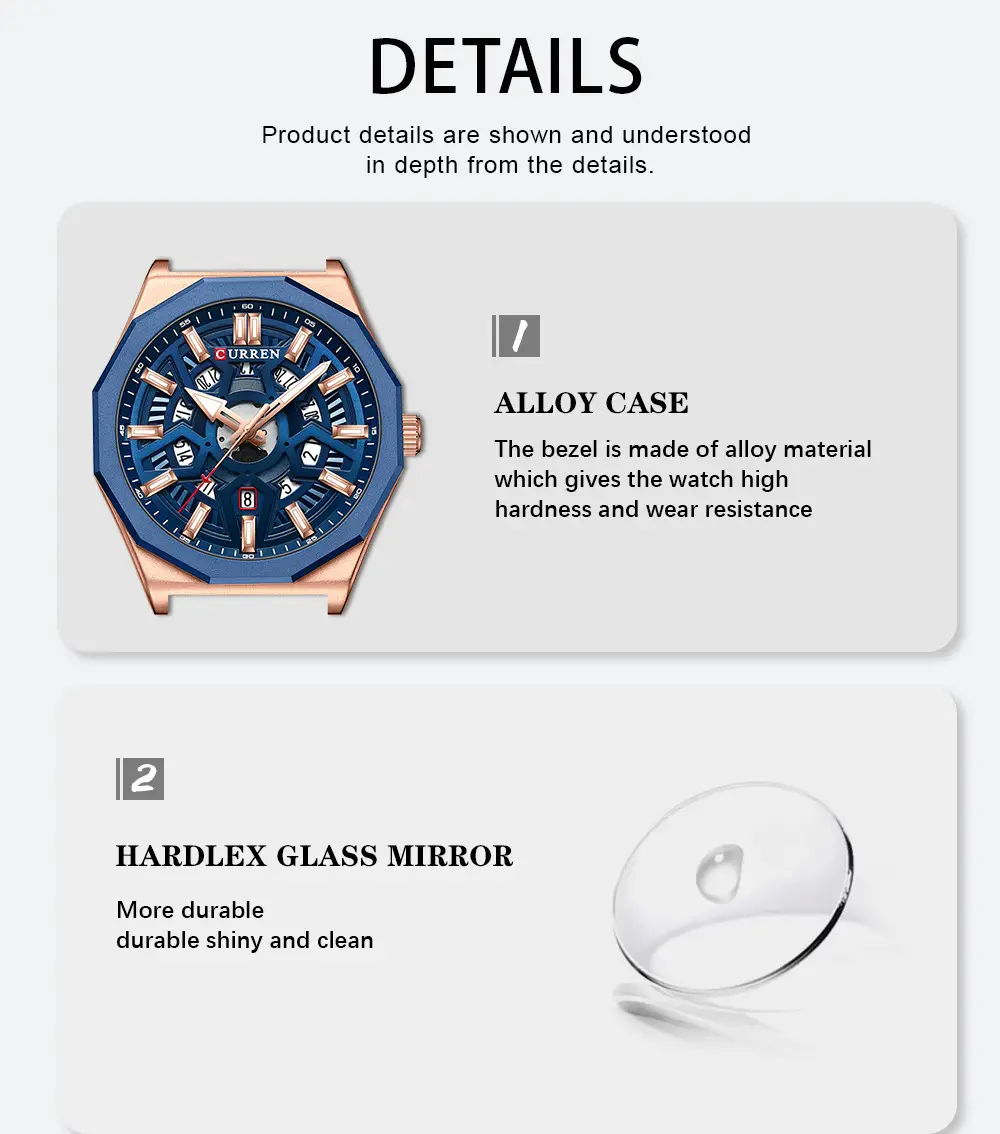 Curren Orange Strap Chronograph Couple Watch — feature 5