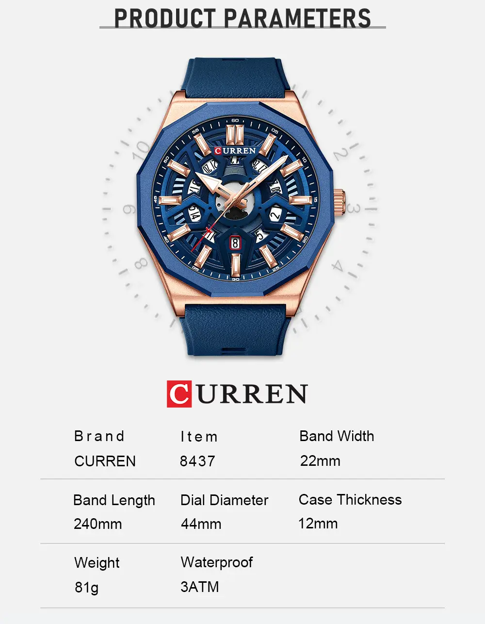 Curren Orange Strap Chronograph Couple Watch — feature 7