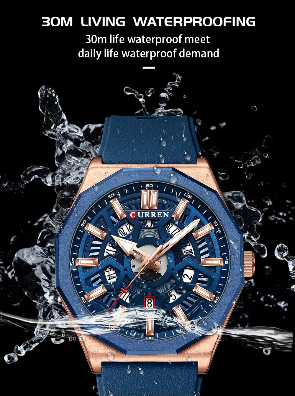 Curren Orange Strap Chronograph Couple Watch — feature 9