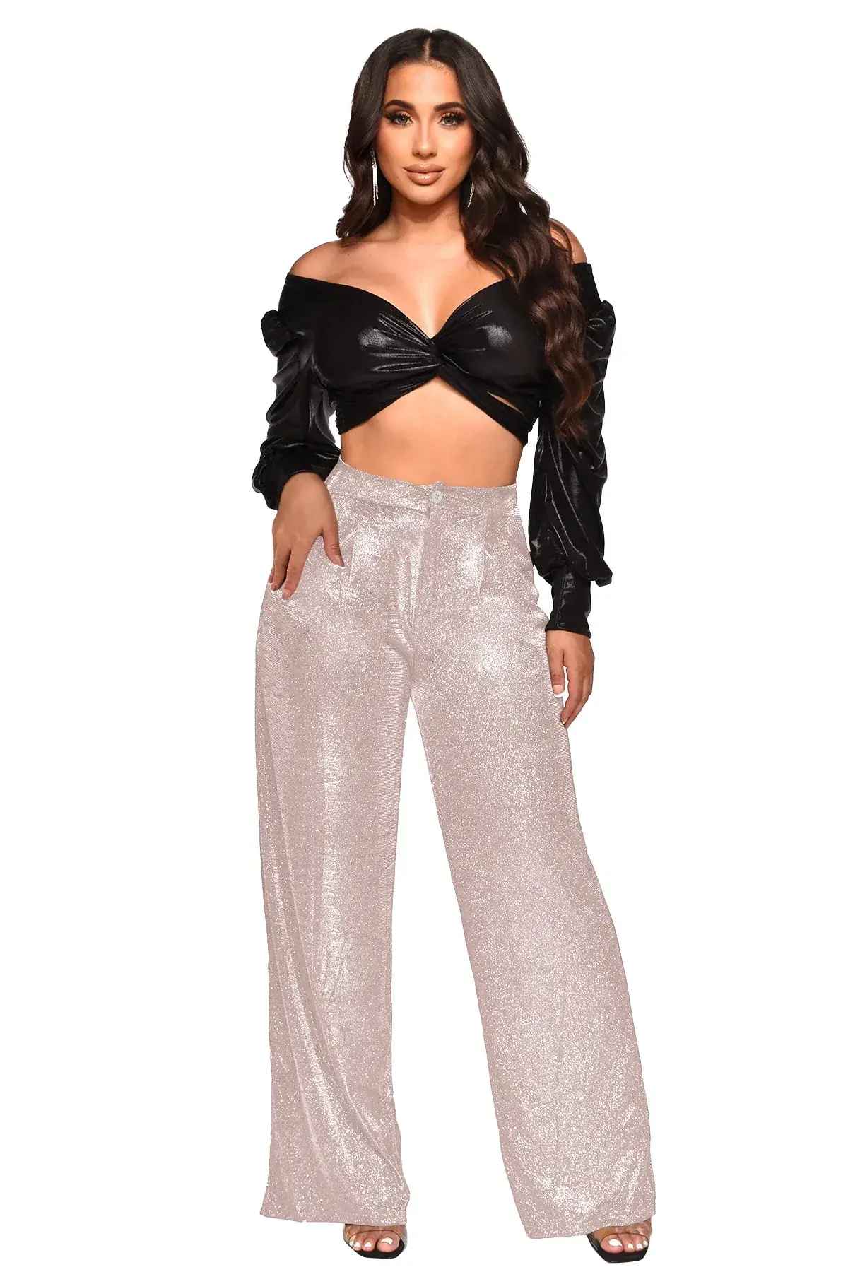 2023 Black Sequin High Waist Women's Party Pants - Image 6