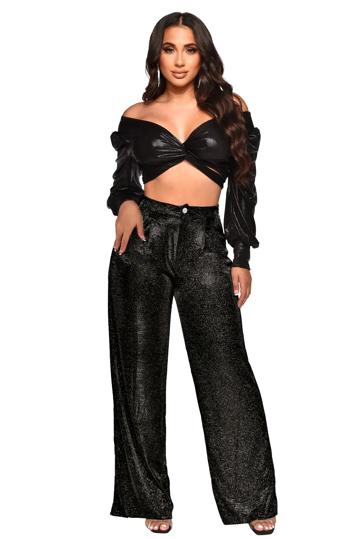 2023 Black Sequin High Waist Women's Party Pants - Image 7