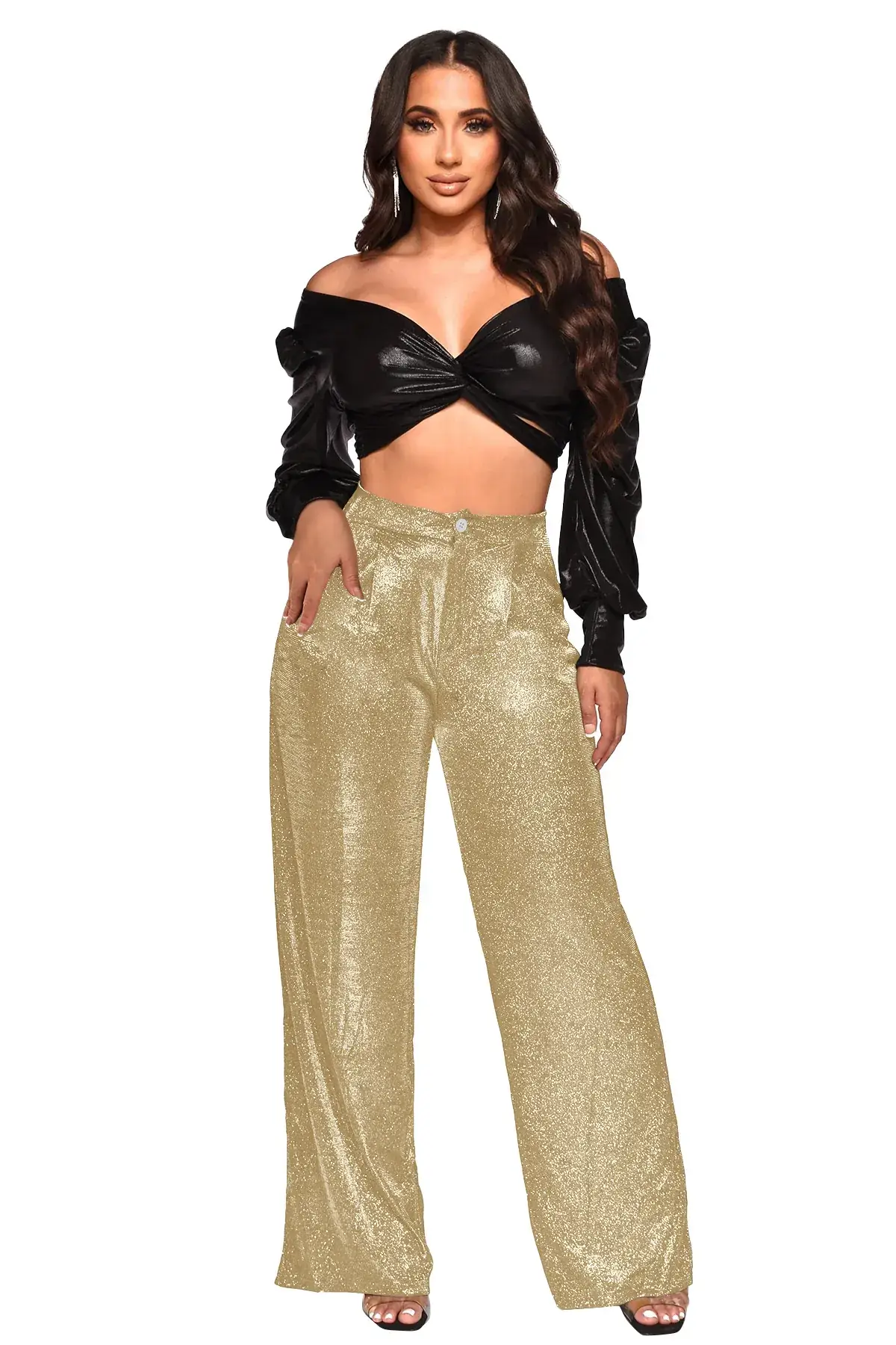 2023 Black Sequin High Waist Women's Party Pants - Image 8