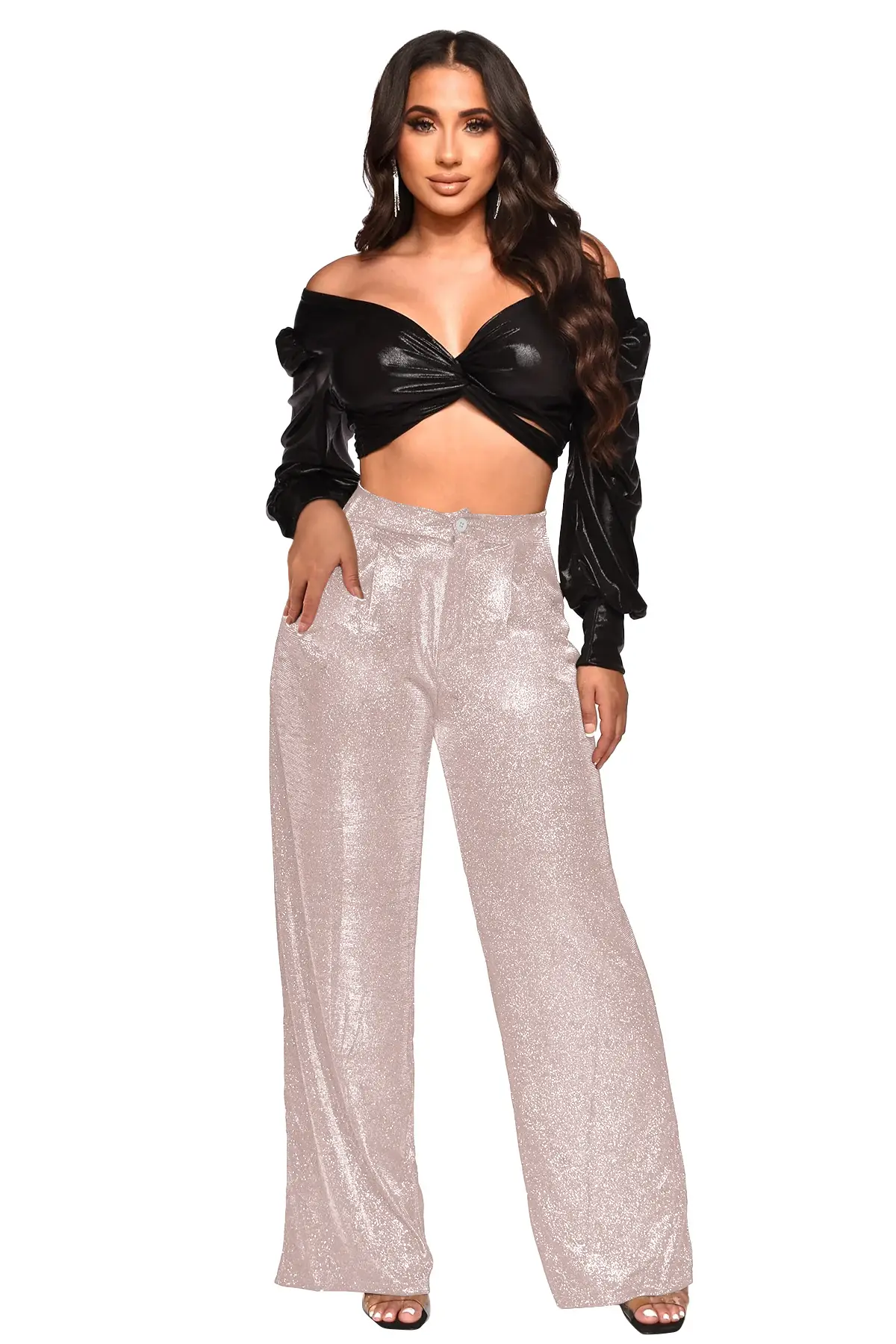 2023 Black Sequin High Waist Women's Party Pants — feature 7