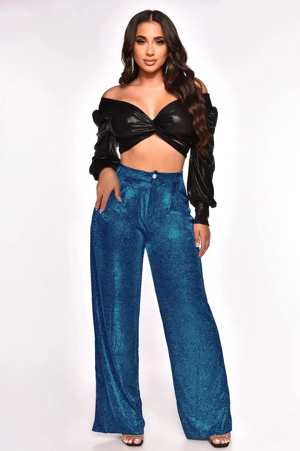 2023 Black Sequin High Waist Women's Party Pants - Image 3