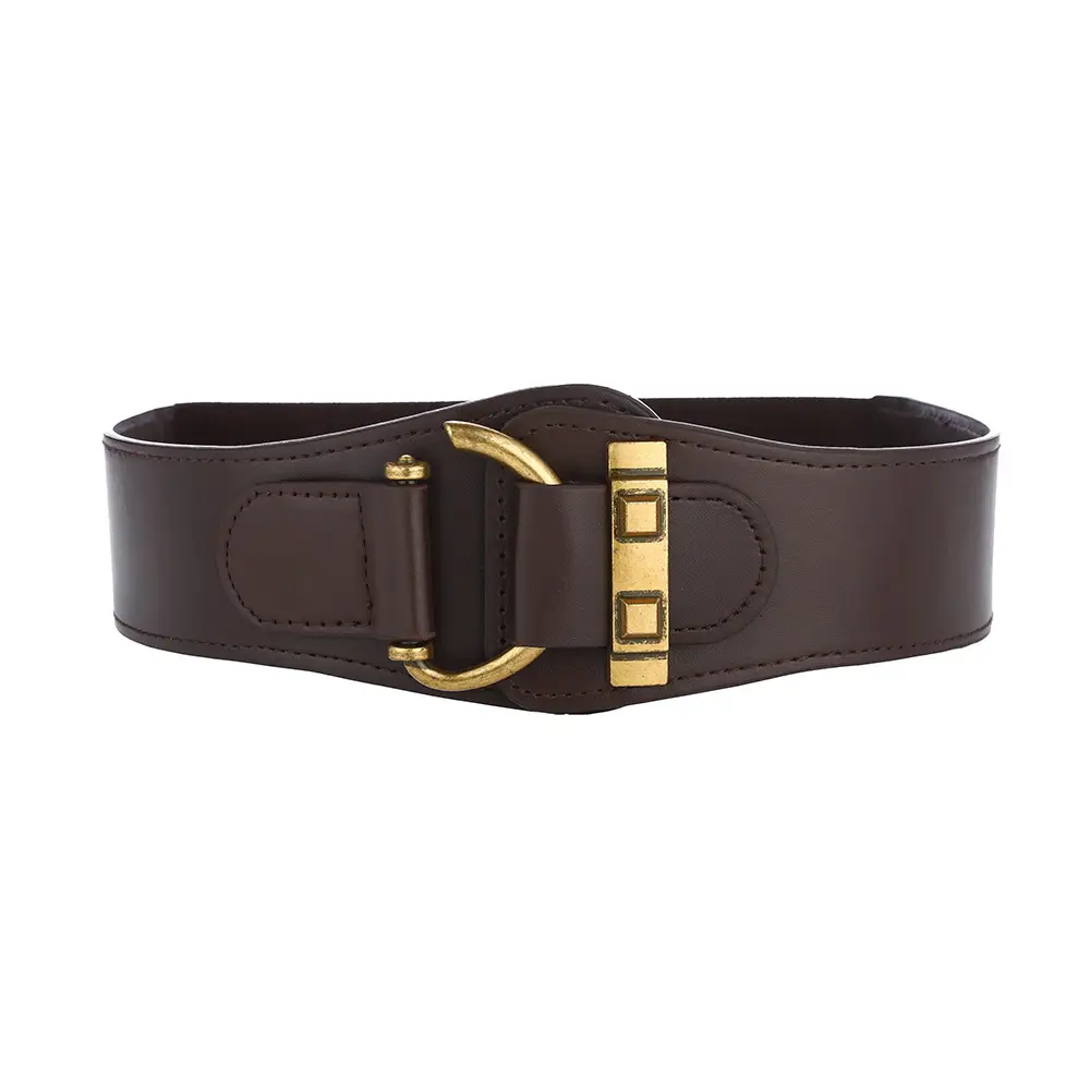 Women's Black Elastic Belt with Gold Punch Design — feature 11