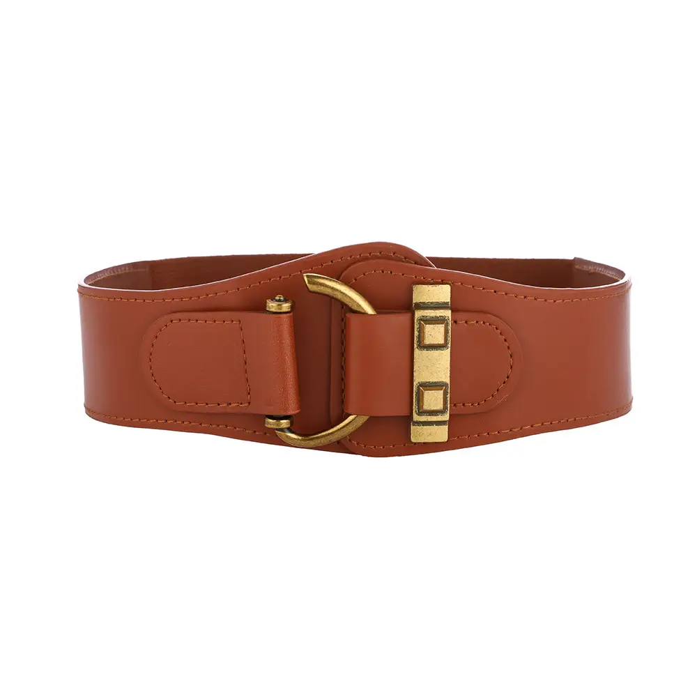 Women's Black Elastic Belt with Gold Punch Design — feature 12