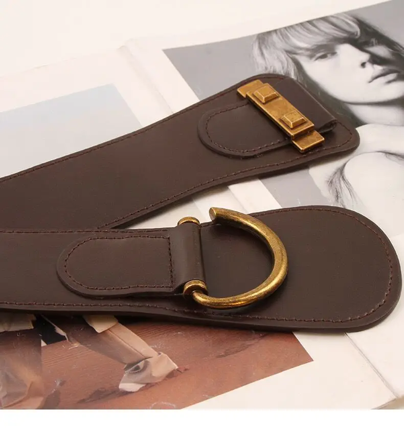 Women's Black Elastic Belt with Gold Punch Design — feature 13