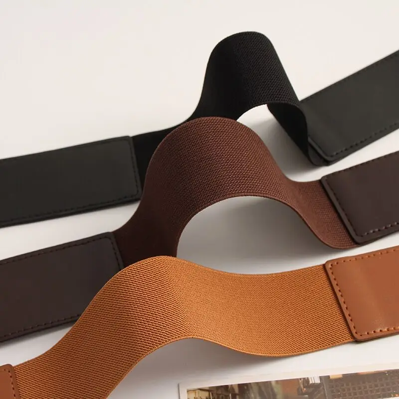 Women's Black Elastic Belt with Gold Punch Design — feature 15